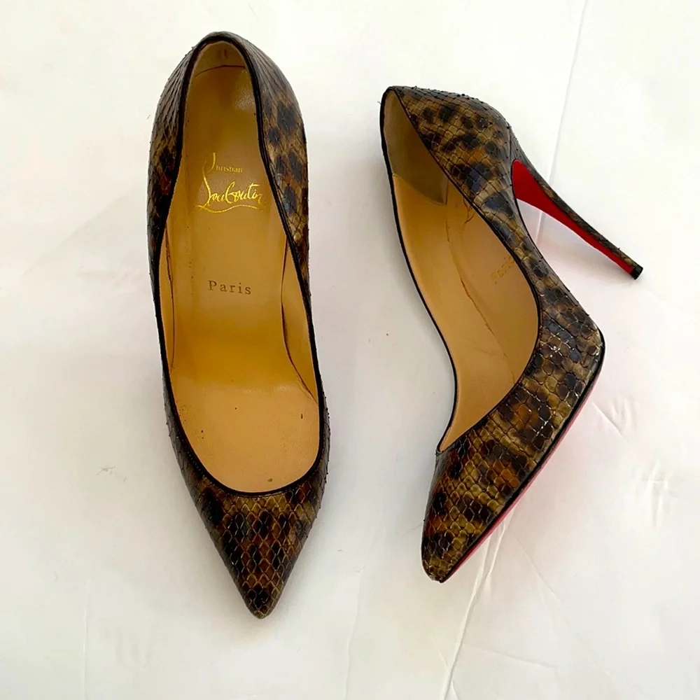 Christian Louboutin Pigalle Follies 100 python leo multi stiletto pumps 40 - Picture 1 of 12